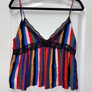 Zara Multicolor Stripe V-neck Cami